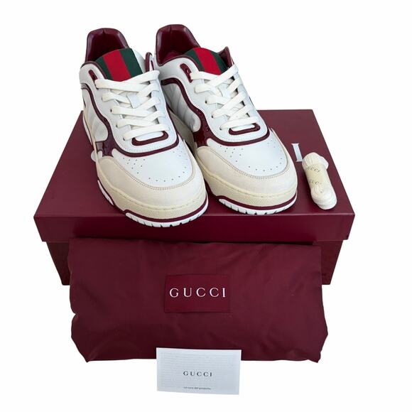 GUCCI Re-Web Sneaker White Leather 786186 Men\'s Size 11.5 US 12 $1150 NEW main image 9